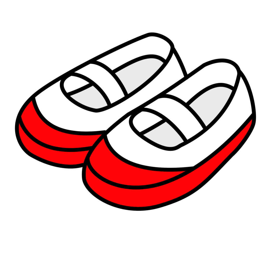 赤の上履きのイラスト