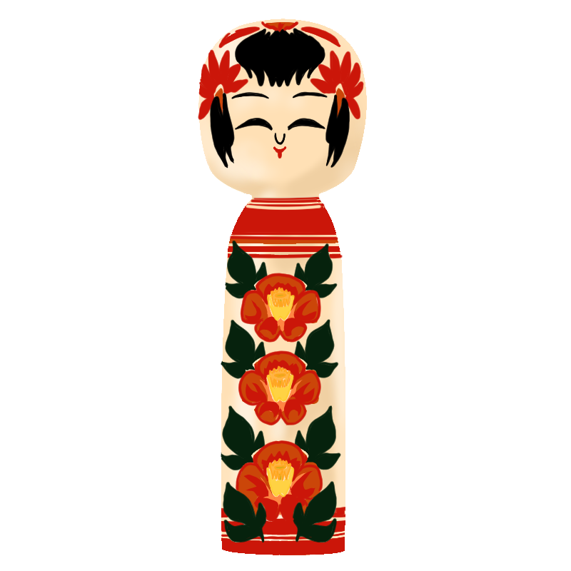 こけし（伝統工芸）のイラスト｜和風・日本・観光素材