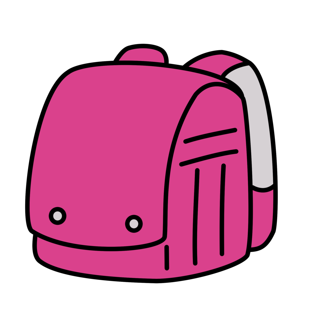 ピンクのランドセルのシンプルイラスト｜入学・小学校素材