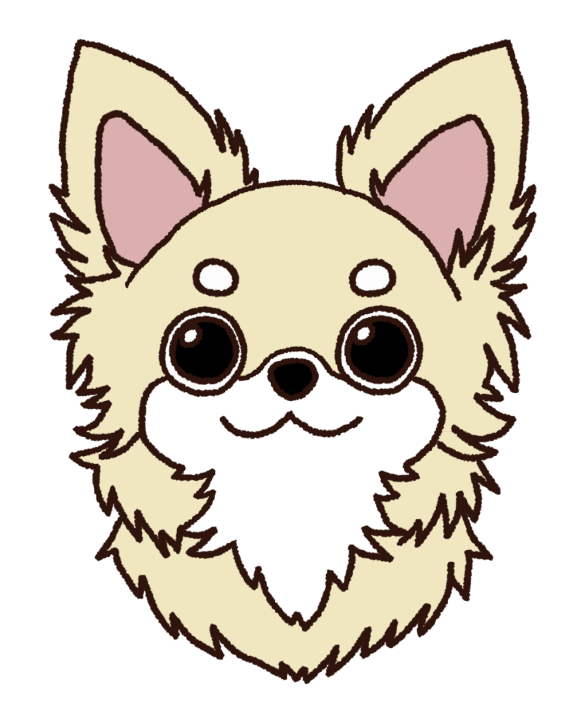 クリーム色のロングコートチワワのイラスト