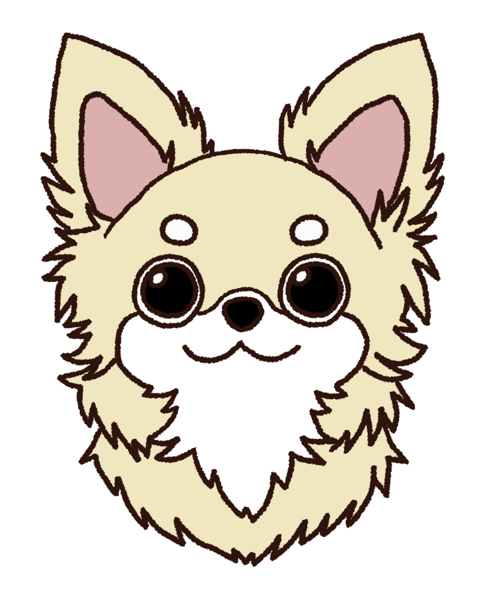 クリーム色のロングコートチワワのイラスト