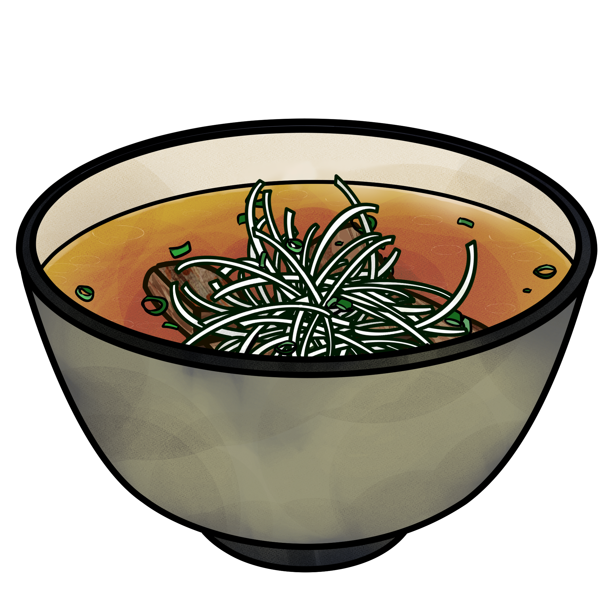 牛タン定食のテールスープのイラスト｜和食スープ素材