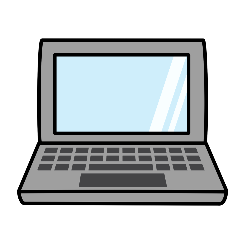 シンプルなノート型のパソコンのイラスト