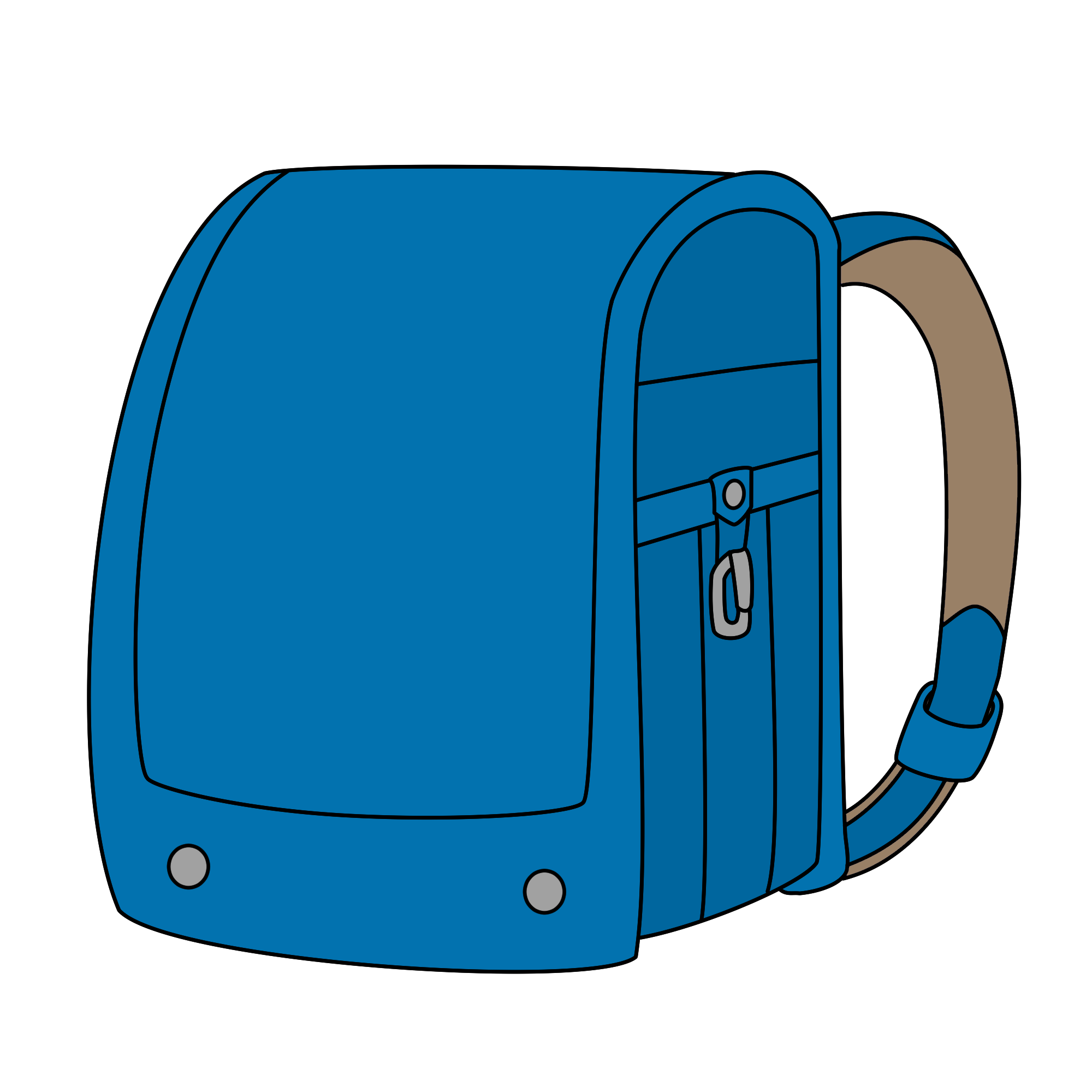 シンプルな水色のランドセルのイラスト｜入学・通学素材