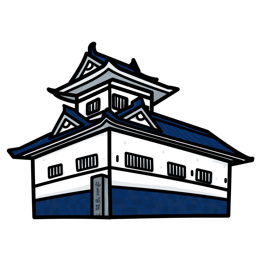 仙台城跡のシンプルなイラスト｜お城・観光名所素材