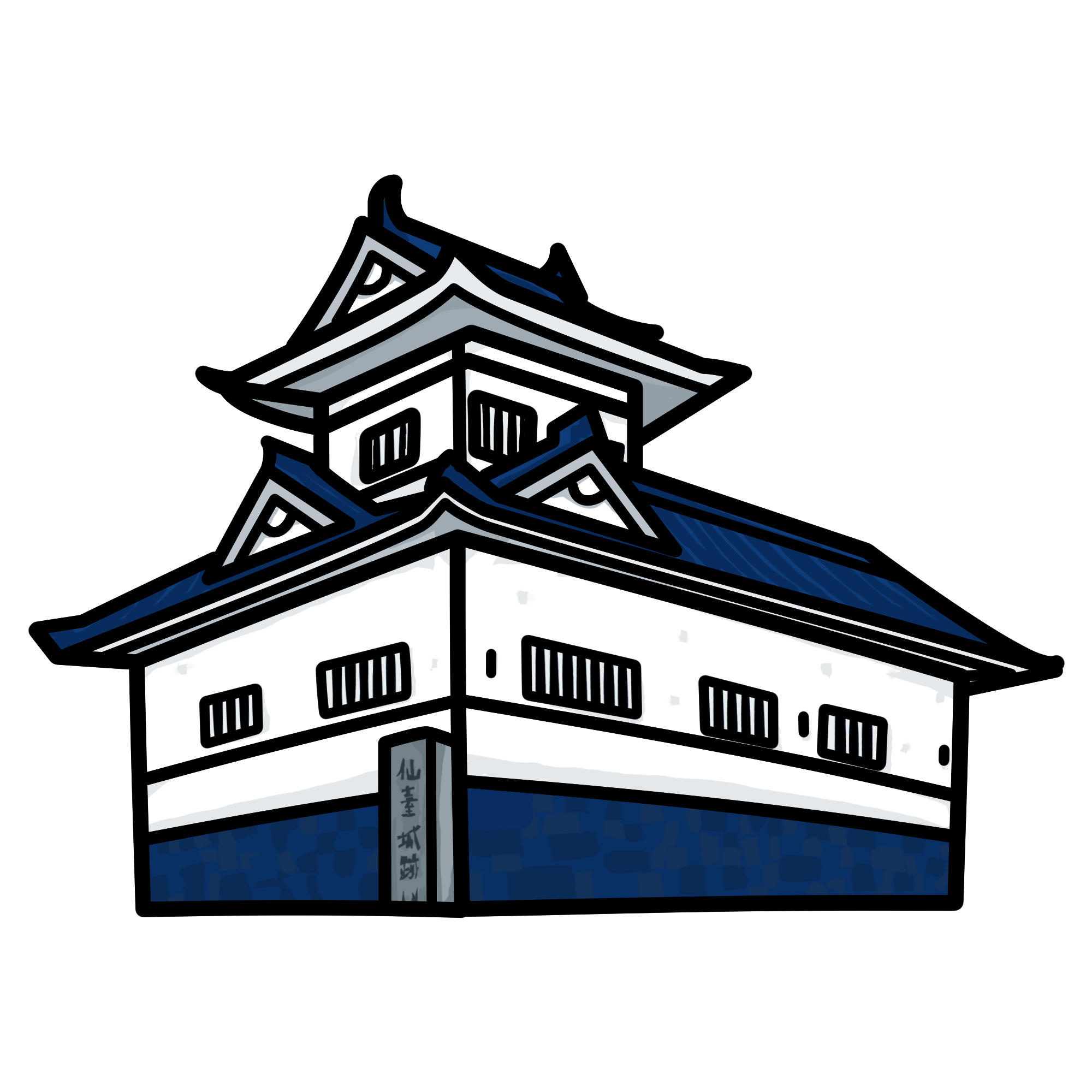 仙台城跡のシンプルなイラスト｜お城・観光名所素材