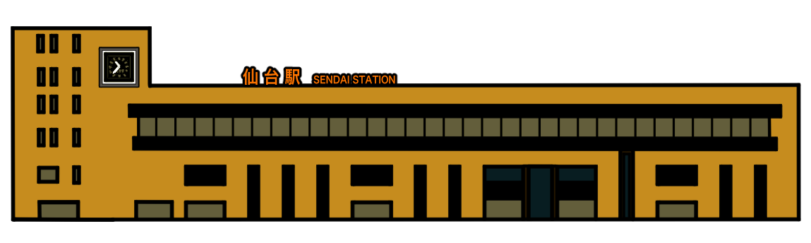 シンプルな仙台駅のイラスト