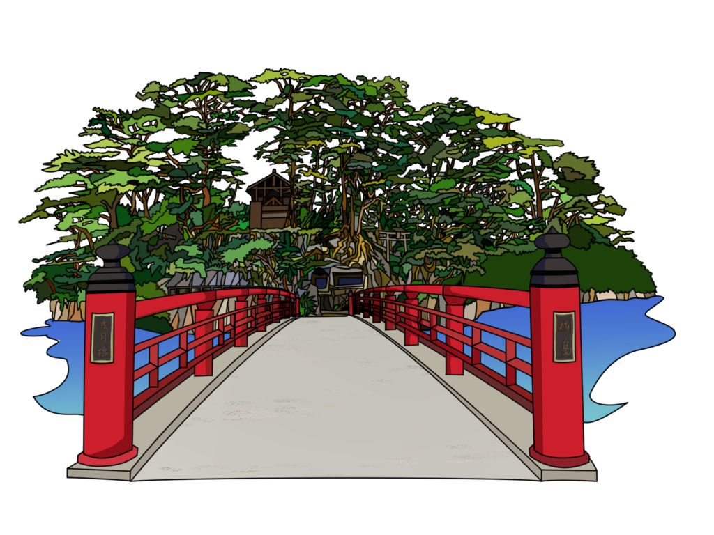 松島渡月橋の風景イラスト
