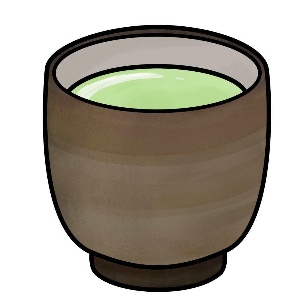 お茶入り湯呑みのイラスト｜シンプルな日本茶素材