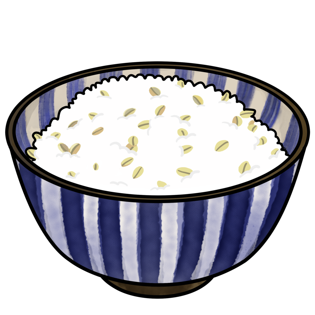 麦飯のイラスト｜牛タン定食のご飯・シンプル素材牛タン定食のご飯・シンプル素材
