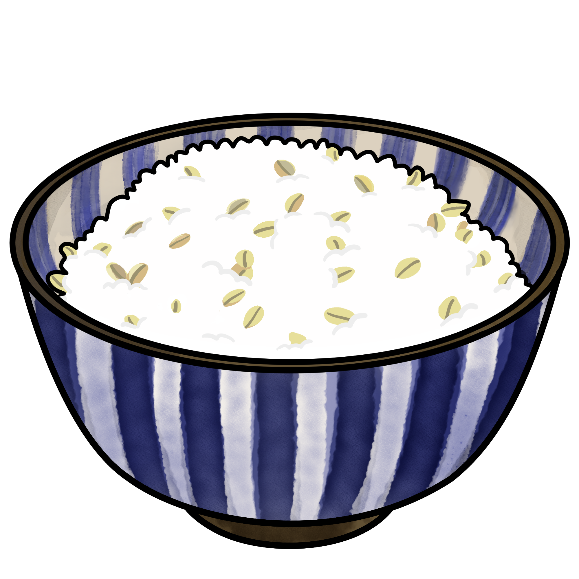 麦飯のイラスト｜牛タン定食のご飯・シンプル素材牛タン定食のご飯・シンプル素材