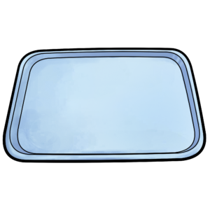 青のお盆のイラスト｜シンプルなトレー素材