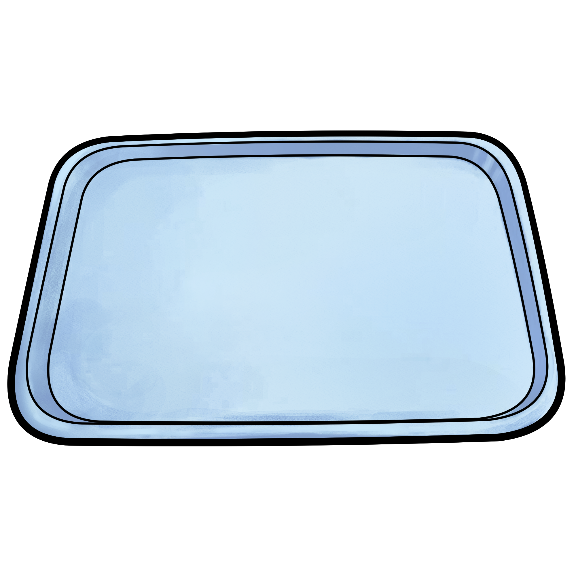 青のお盆のイラスト｜シンプルなトレー素材