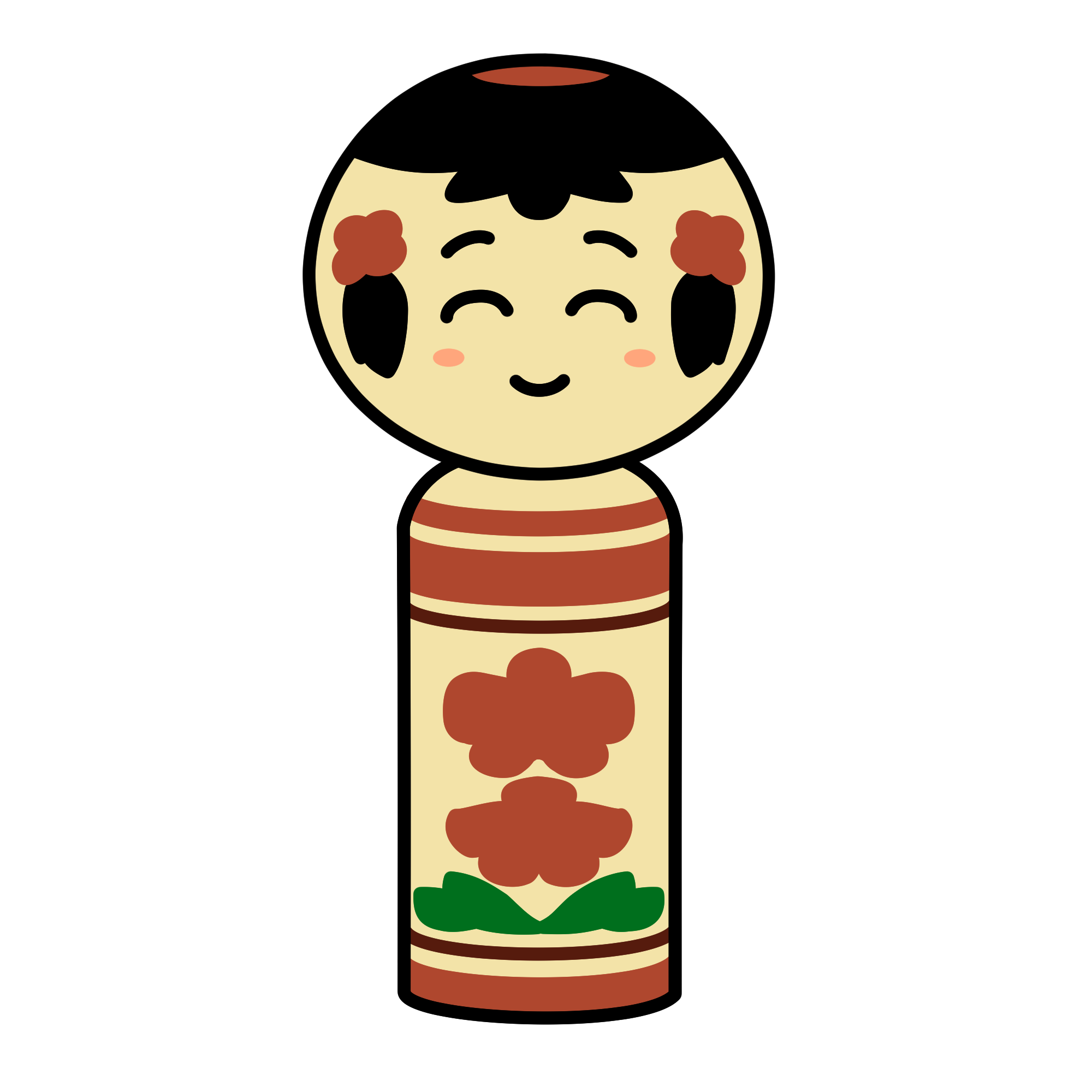 こけしのイラスト｜デフォルメ・東北伝統工芸素材