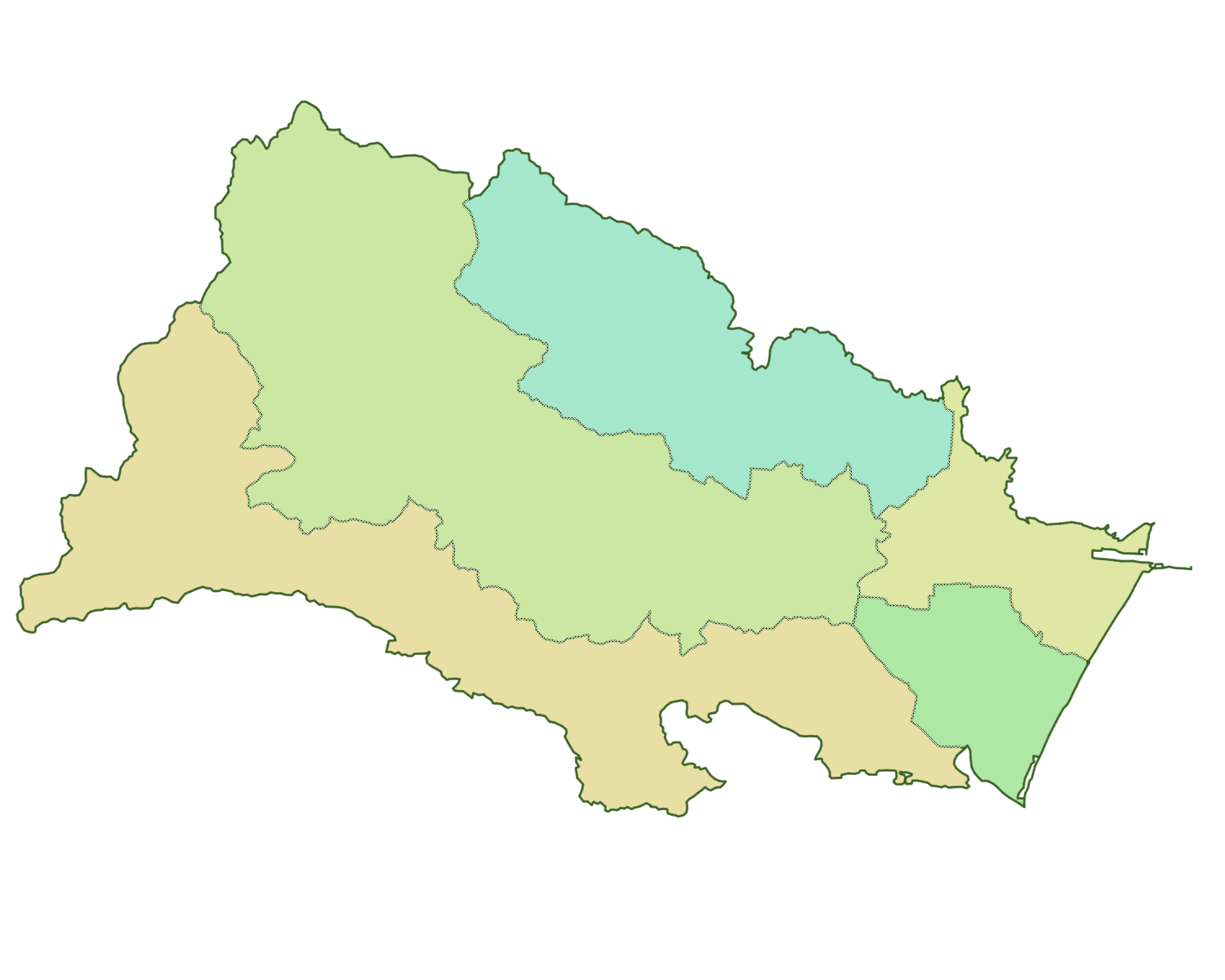 仙台市5区の地図イラスト｜区割りマップ素材